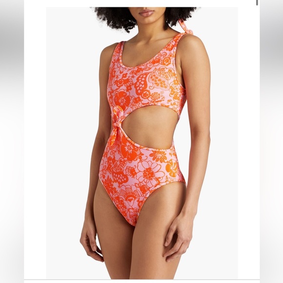 SANDRO Cutout printed terry swimsuit US 10 - Picture 2 of 9